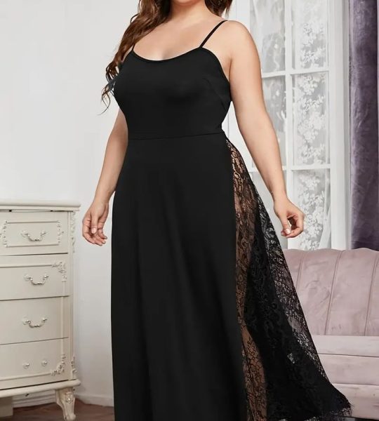 Women's Plus Elegant Lounge Dress Plus Size Contrast Eyelash - Temu