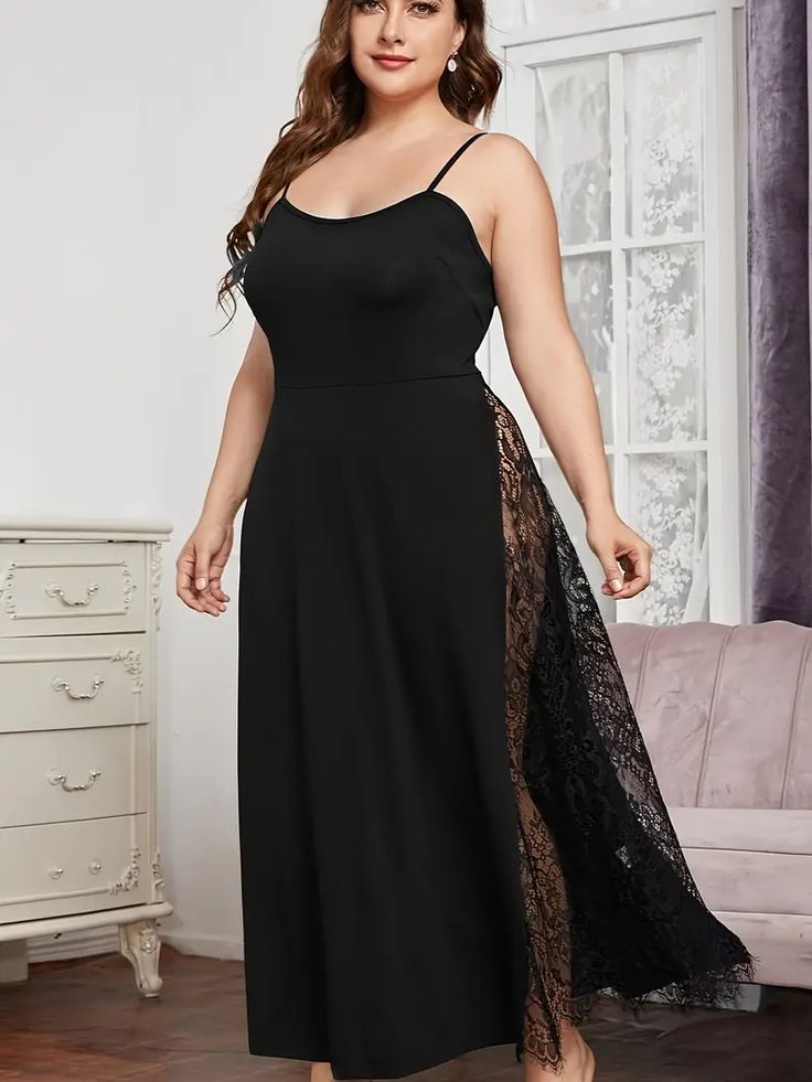 Women's Plus Elegant Lounge Dress Plus Size Contrast Eyelash - Temu